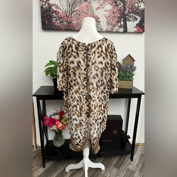 CATO Women’s  Plus Top Tunic Animal Print Size 14/16 Semi Sheer Short Sleeve - Picture 9 of 13